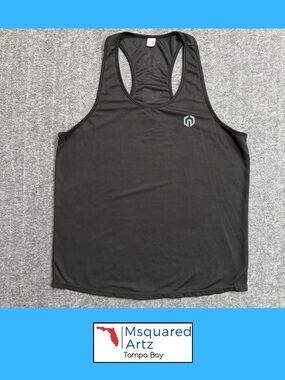 Neleus Men's Black Mesh Performance Racerback Tank Top Size Large Gym